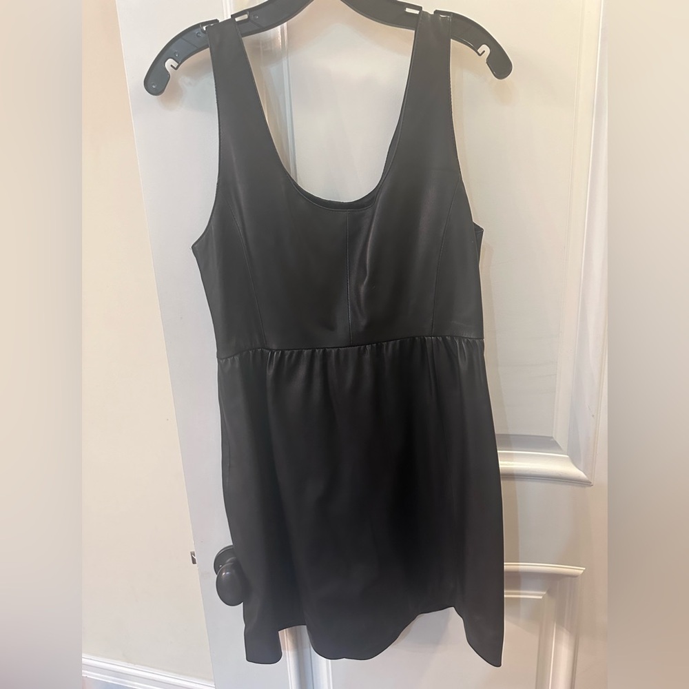 Rebecca Minkoff black leather mini dress size 10